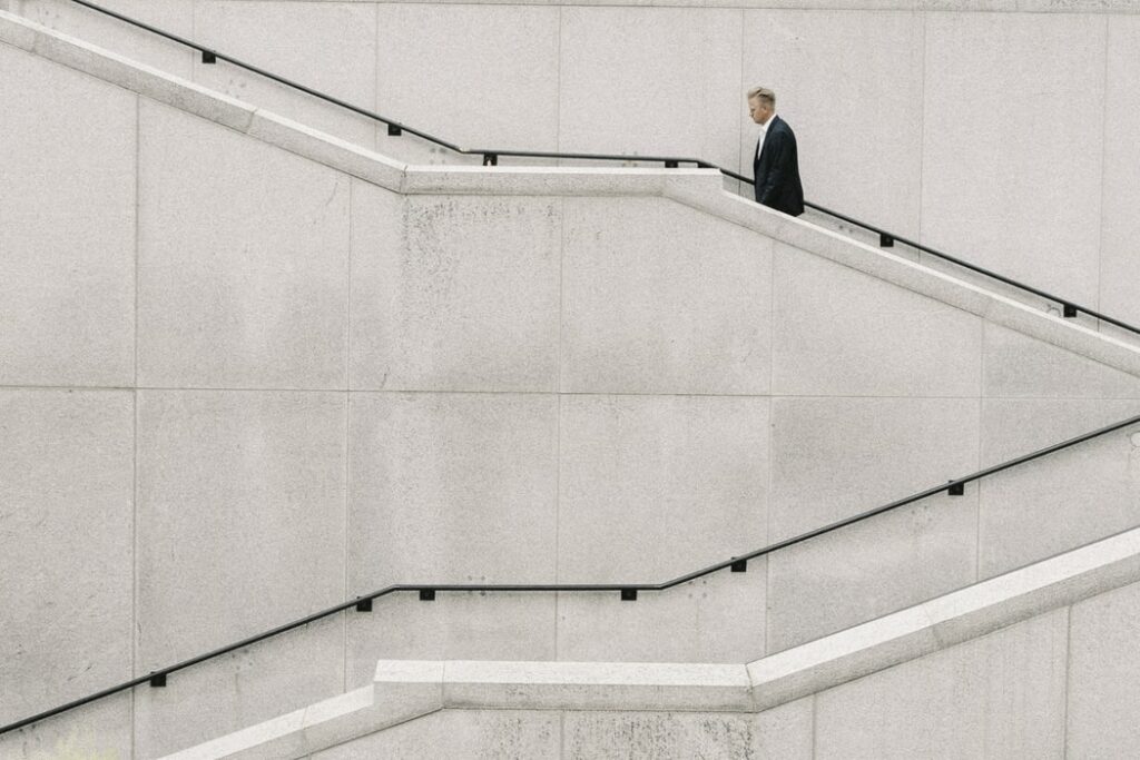 person walking the stairs